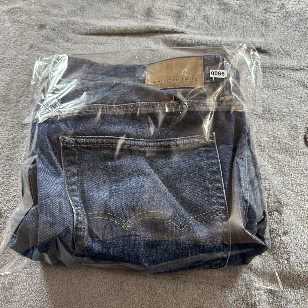 American Eagle AirFlex + Jeans Mens Size 36x30 Blue Slim Straight Stretch Faded‎